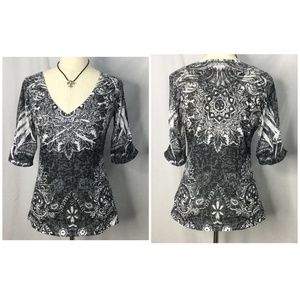 One World Embellished Pullover Top Size Small